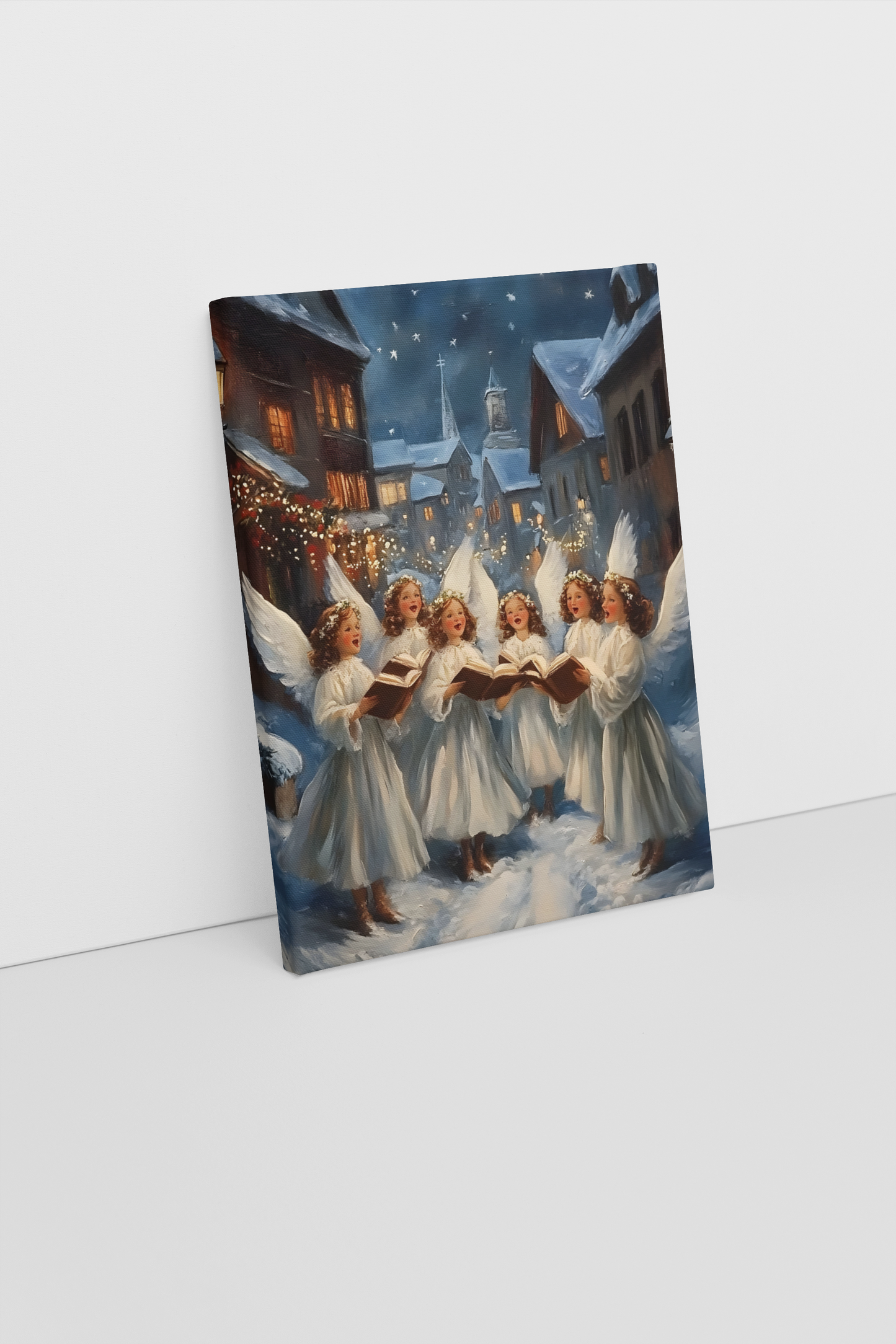 Angelic Carolers Canvas Art Print | Charming Christmas Decor