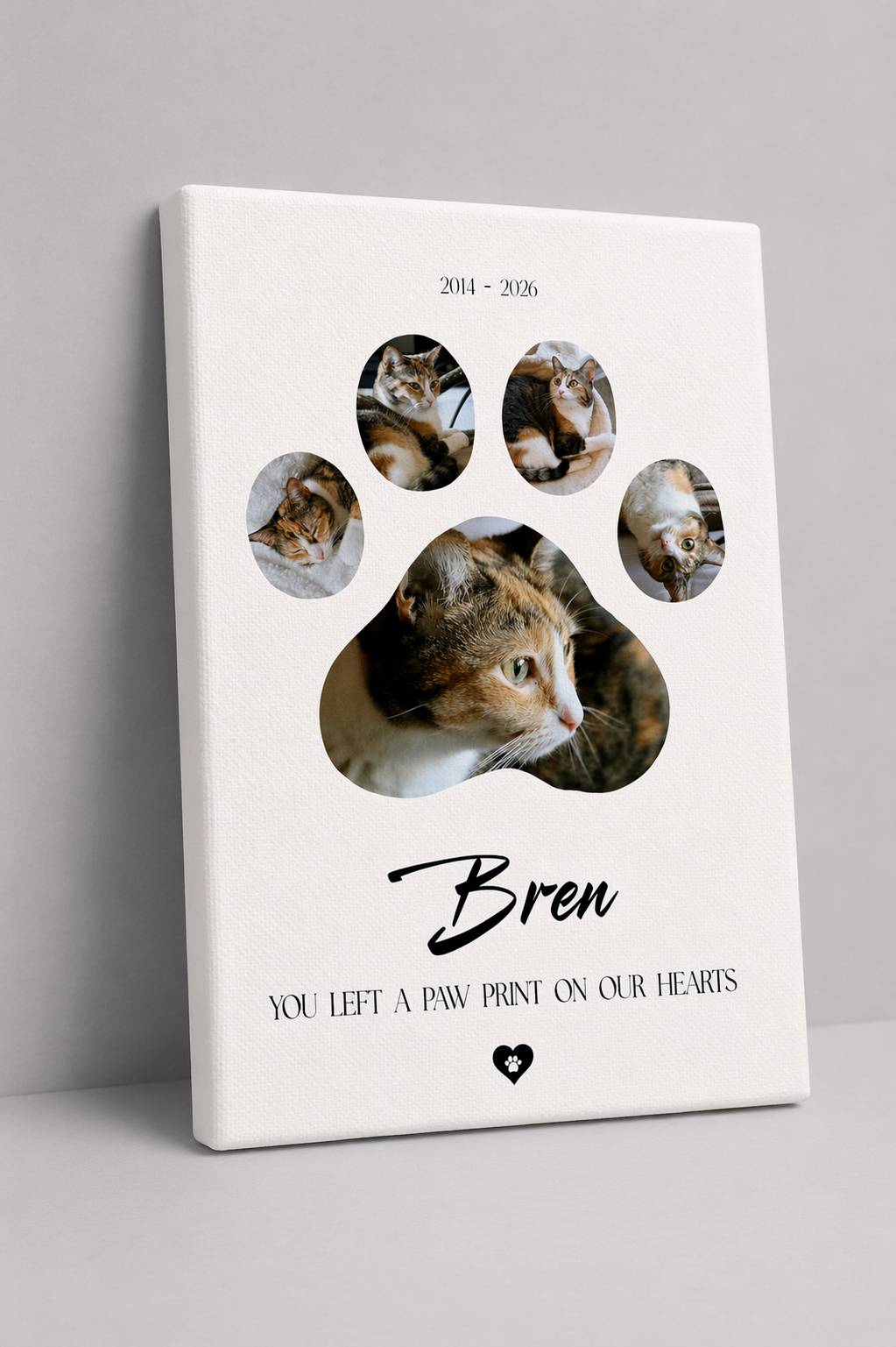 Personalised Cat Memorial Photo Collage - Cat Paw Print Gift - Canvas, Framed, Prints