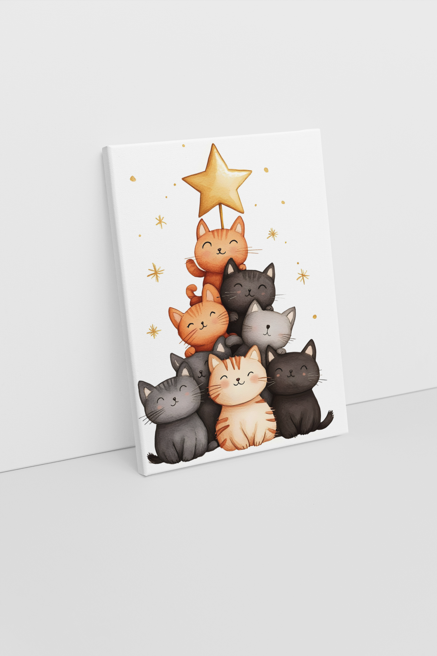Festive Cat Christmas Tree Art Print – Adorable Holiday Decor for Cat Lovers