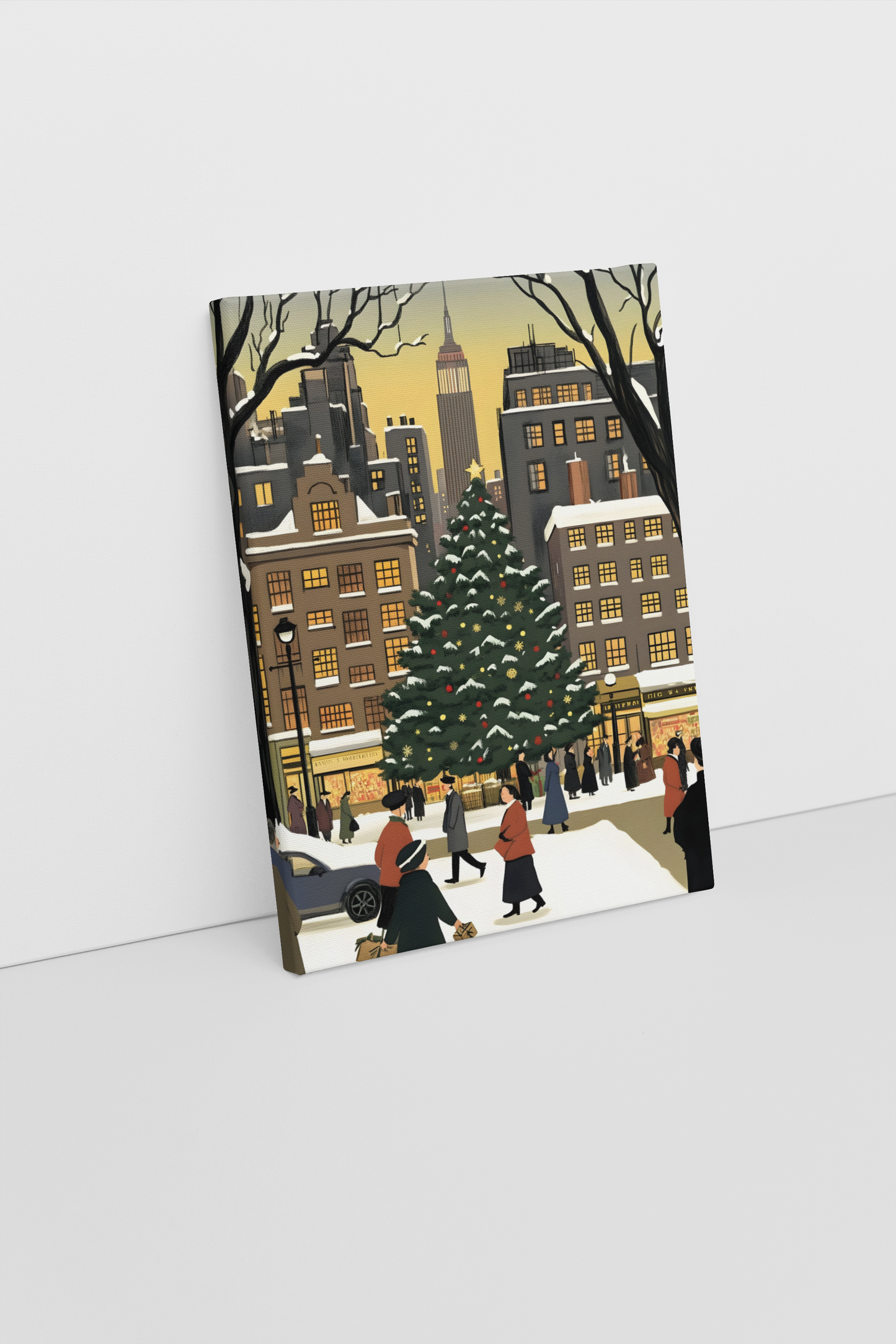 Festive Christmas Town Square Canvas Print
