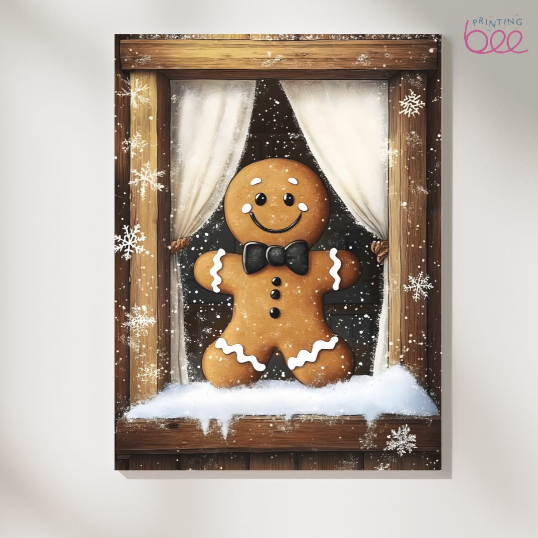 Gingerbread Man at the Window Holiday Art Print