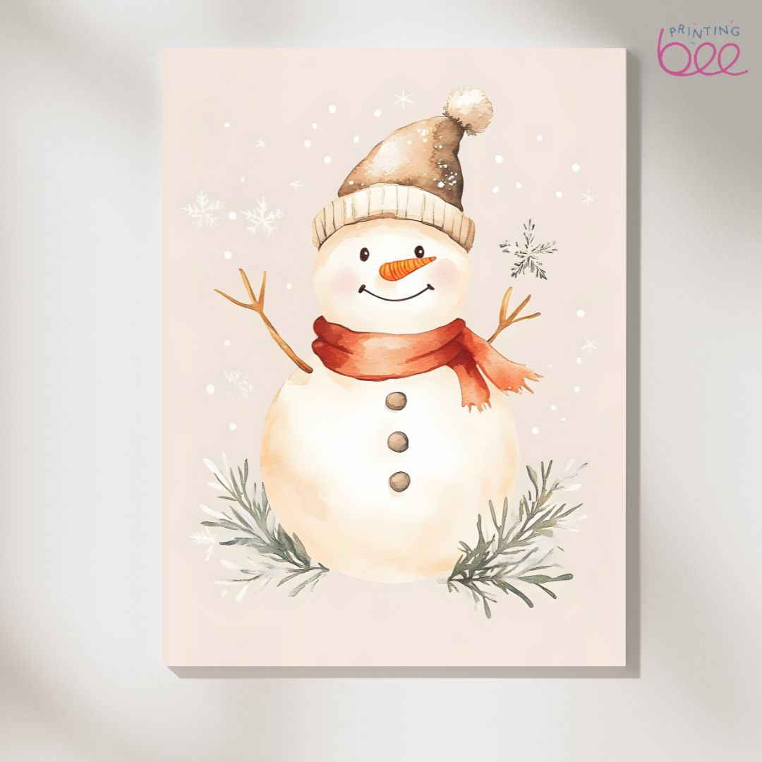 Smiling Snowman Winter Art Print