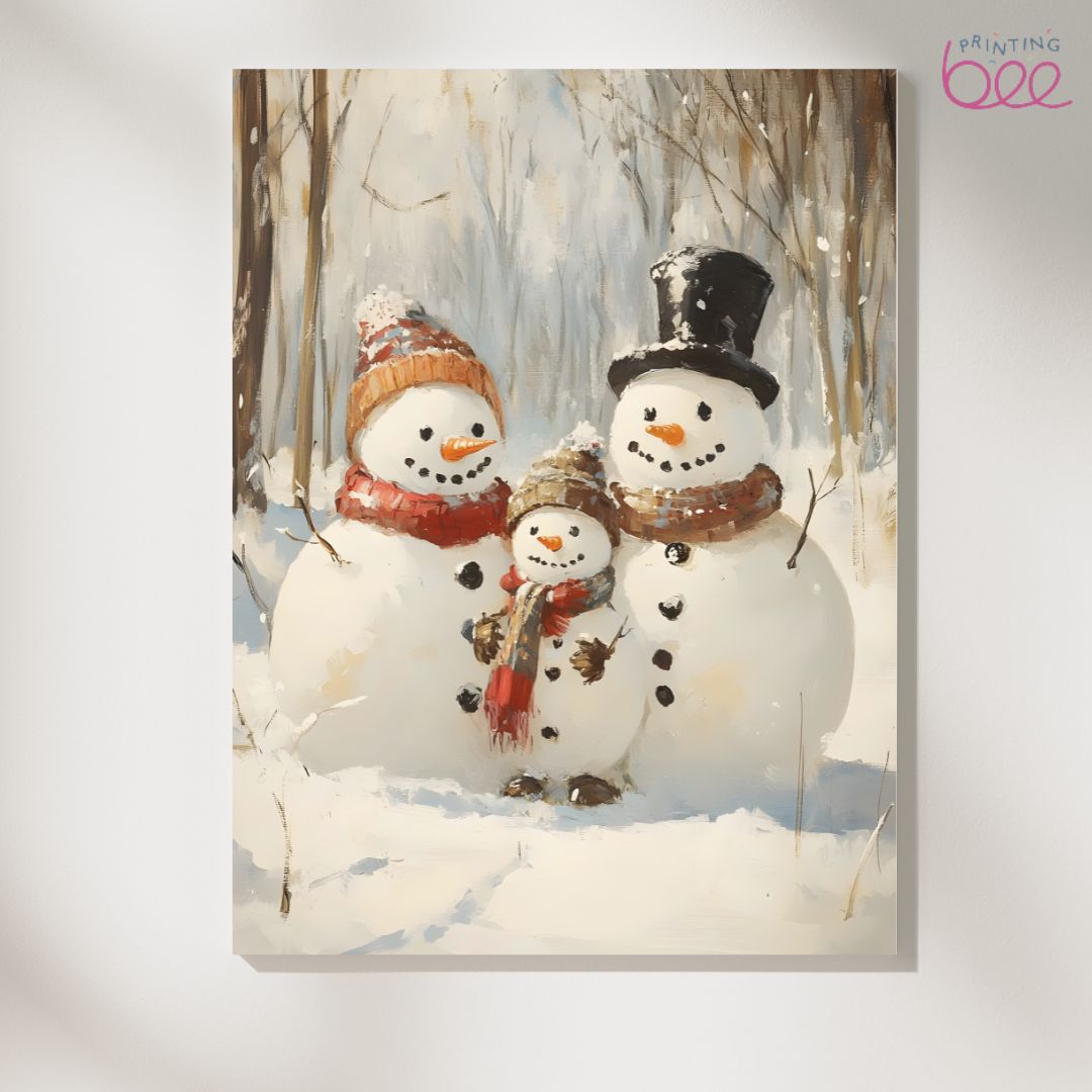 Snowman Family Winter Art Print