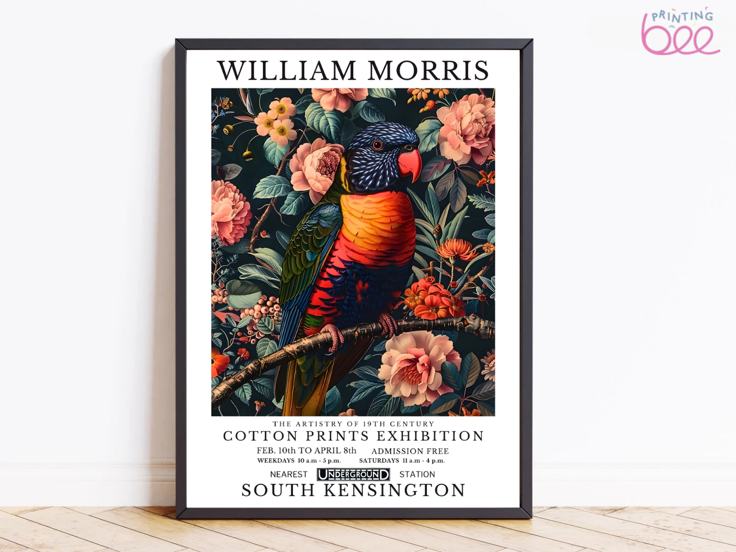 William Morris Parrot Garden – Vibrant Art Print on Canvas or Paper