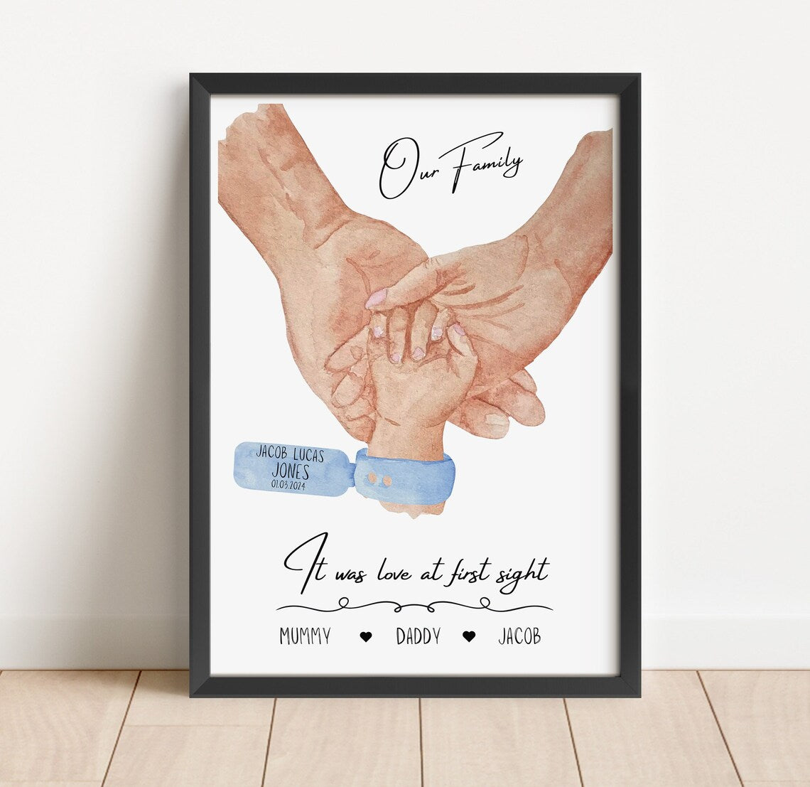 Personalised Family Poster, Gift for New Family, Gift for Mum with Newborn, Baby Shower, Baby Birth Stats, New Mum Birthday, First Baby Gift