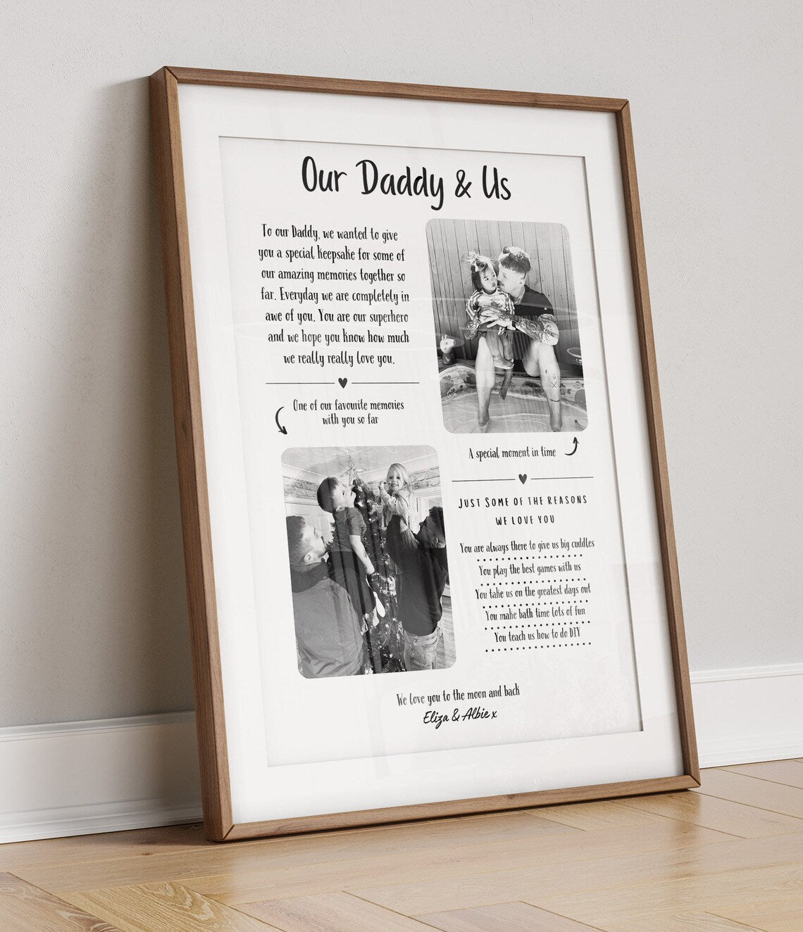 Custom Daddy Print, Family Photo Gift, Dad Birthday Present, Fathers Day Gift, Personalised Birthday Gift from Son Daughter, Special Gift