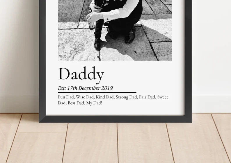 Personalised Dad Gift Print, Custom Fathers Day Photo Gift from Child, New Daddy First Father's Day Gift, Dad Birthday Keepsake for Him