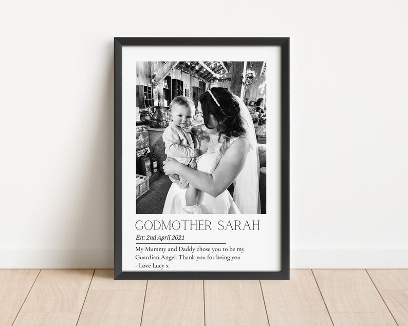 Personalised Photo Godmother Print, Gift from Godson Goddaughter, Godmother Birthday Gift, Christmas Gift, Mothers Day, Godparents Proposal