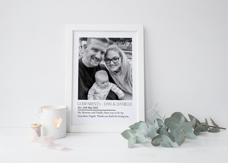 Personalised Godparents Print, Gift from Godson Goddaughter, Godmother Birthday Gift, Custom Gift Godmother, Photo Gift, Godparents Proposal
