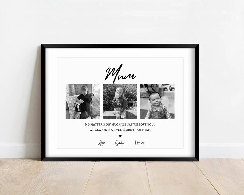 Custom Mummy Photo Gift, Mum Birthday Present, Mom and Daughters Print, Mammy and Son Wall Art, Mothers Day Personalised Print, New Mum Gift