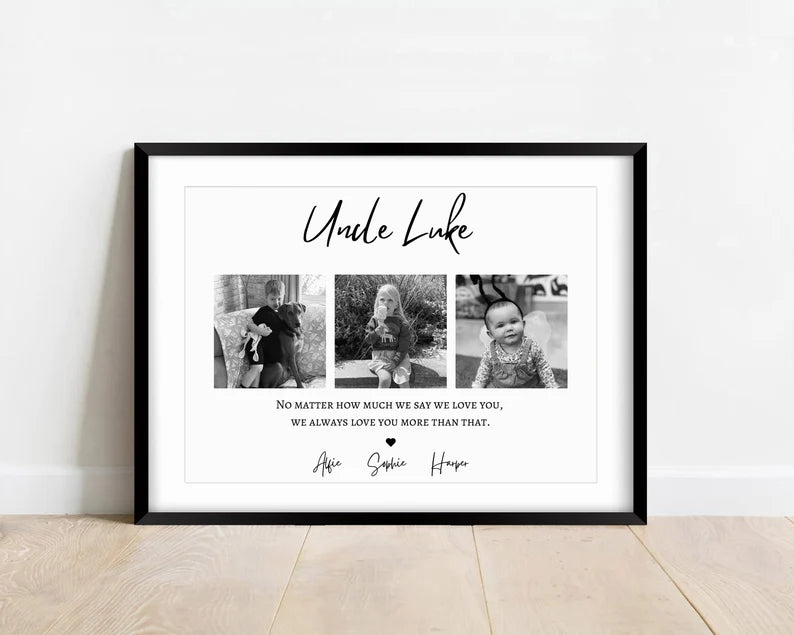 Uncle Photo Gift Print, Personalised Uncle Birthday from Niece Nephew, Uncle Photo Wall Art, New Uncle Poster, Photo Collage Gift Frame