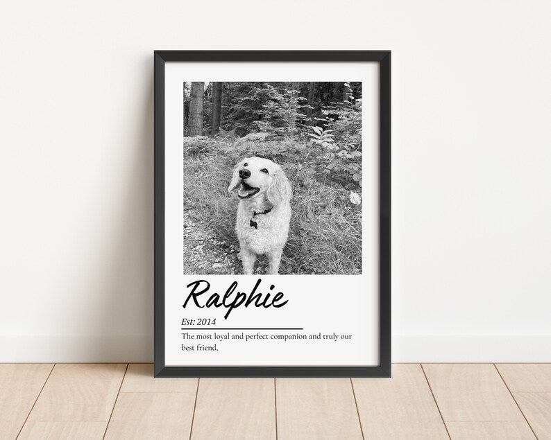 Dog Memorial Gift Print, Dog Photo Portrait, Custom Pet Wall Art, Dog Loss Keepsake, Memorial Photo Art, Friend Pet Gift, Optional Paw Print