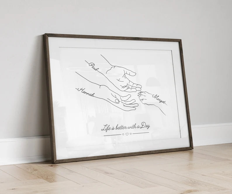 Personalised Dog Owner Gift Print, Dog Paw & Owner Hands, Sentimental Puppy Gift Print, Gift for New Dog Owner, Puppy Keepsake, Dog Mum Gift