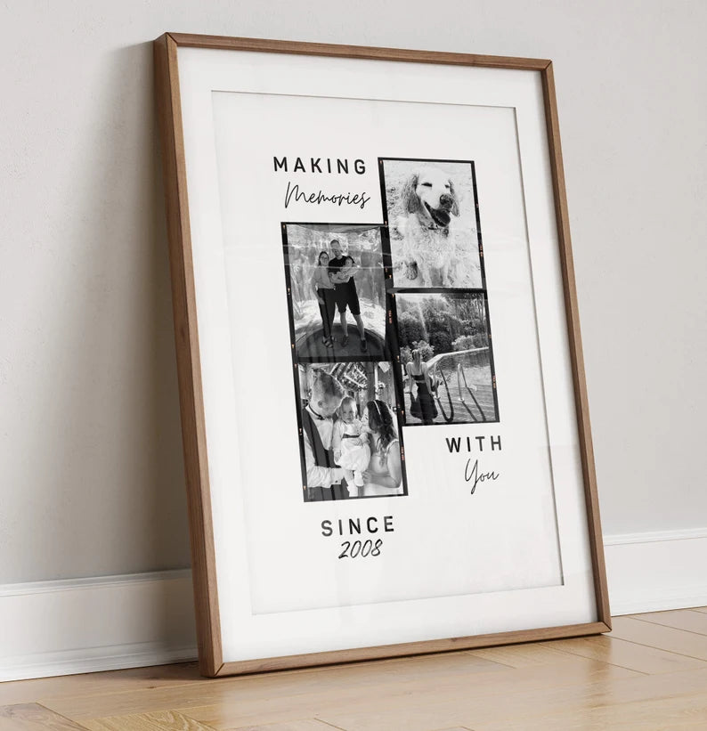 Personalised Family Memories Photo Gift, Fiance Partner Anniversary Gift, Photo Gift for Wife, Mothers Day Gift Her, Birthday Print Husband