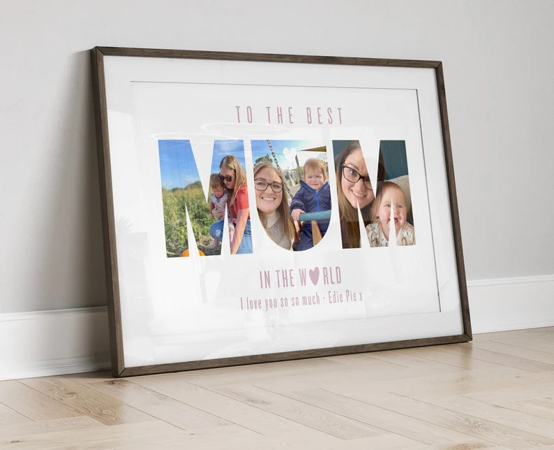 Custom Mothers Day Photo Gift, Photo Collage Wall Art for Mum, Mom Birthday Gift, Framed Mothers Day Decor, Happy Birthday Gift, Mummy Quote