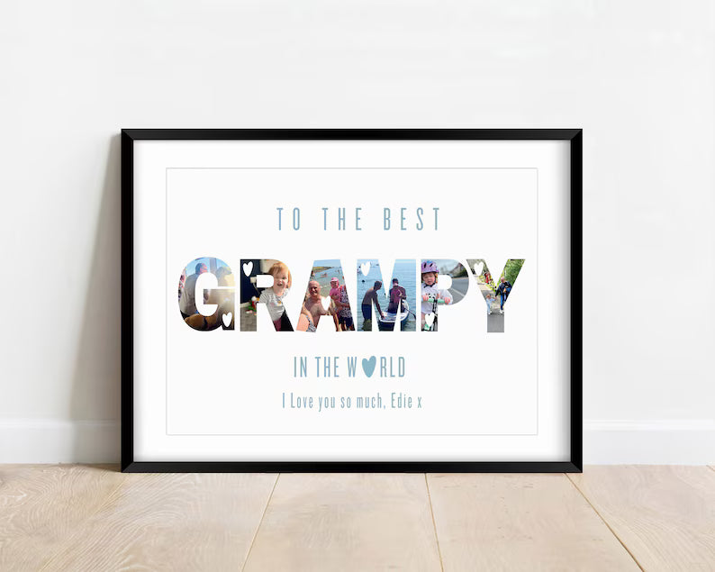 Personalised Grampy Photo Print, Sentimental Birthday Gift from Grandchild, Wall Art for New Grandad, Father's Day Present, Christmas Gift