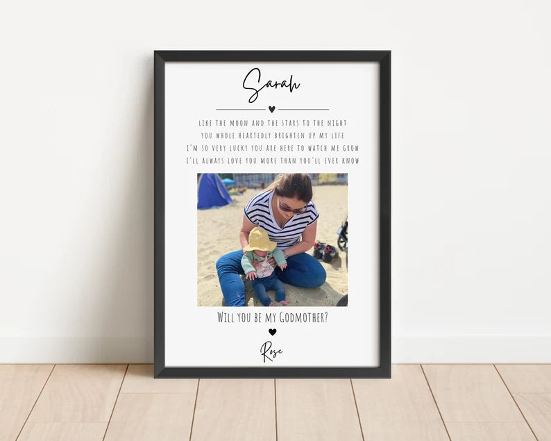 Godmother Reveal Wall Art, Unique Godparents Frame, Thoughtful Gift for God Mum from Godson or Goddaughter, Godson Goddaughter Wall Art Gift