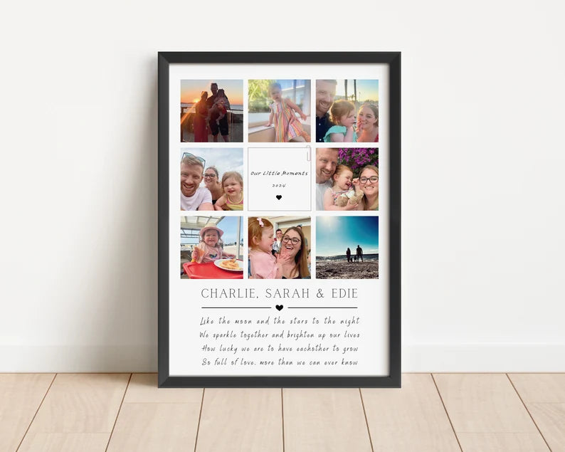 Custom Family Photo Print, Parent Gift Print, Anniversary Gift Mum, Dad Personalised Frame, Birthday Gift Mummy, Unique Family Keepsake