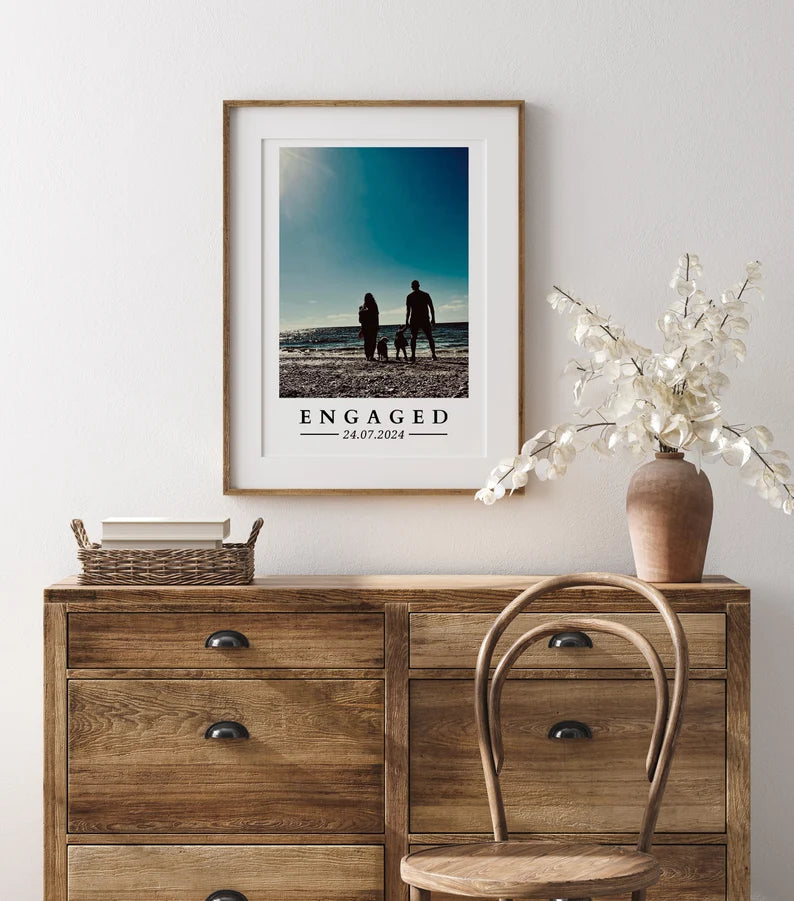 Personalised Engagement Gift, Engaged Photo Gift Couple, Custom Photo Print for Fiance, Husband Wife to Be, Valentines Day Gift, Anniversary