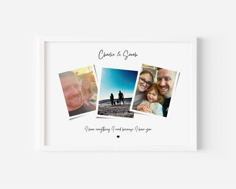 Custom Couples Photo Print, Valentines Day Personalised Gift, Gift for Partner, Anniversary Present for Him, Digital Art, Fiance Framed Gift