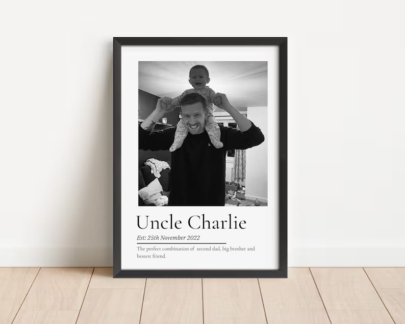 Personalised Uncle Photo Print, Nephew Niece to Uncle, Uncle Birthday Gift, Custom Uncle, Brother Present from Children, Brother Gift Print