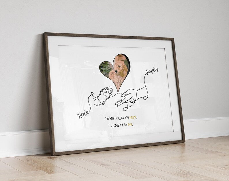 Custom Dog Mum Gift, Personalised Dog and Owner Line Drawing with Photo & Quote, Dog Memorial Gift, Pet Loss, Dog Lover Keepsake, Digital