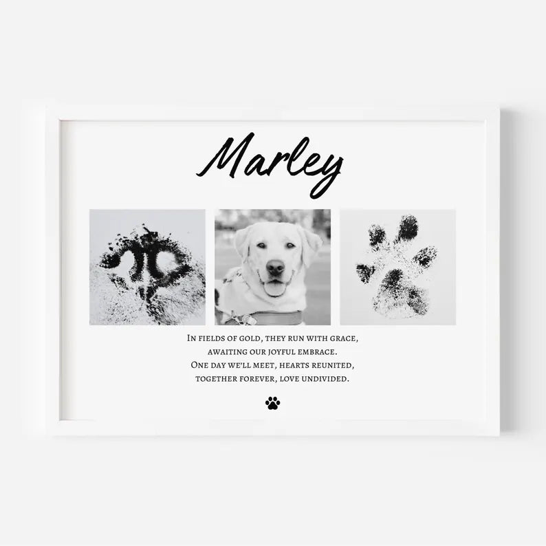 Personalised Pet Memorial Print, Custom Dog Loss Gift, Pet Remembrance Wall Art, Pet Memorial, Pet Sympathy Gift, Nose Paw Print Keepsake