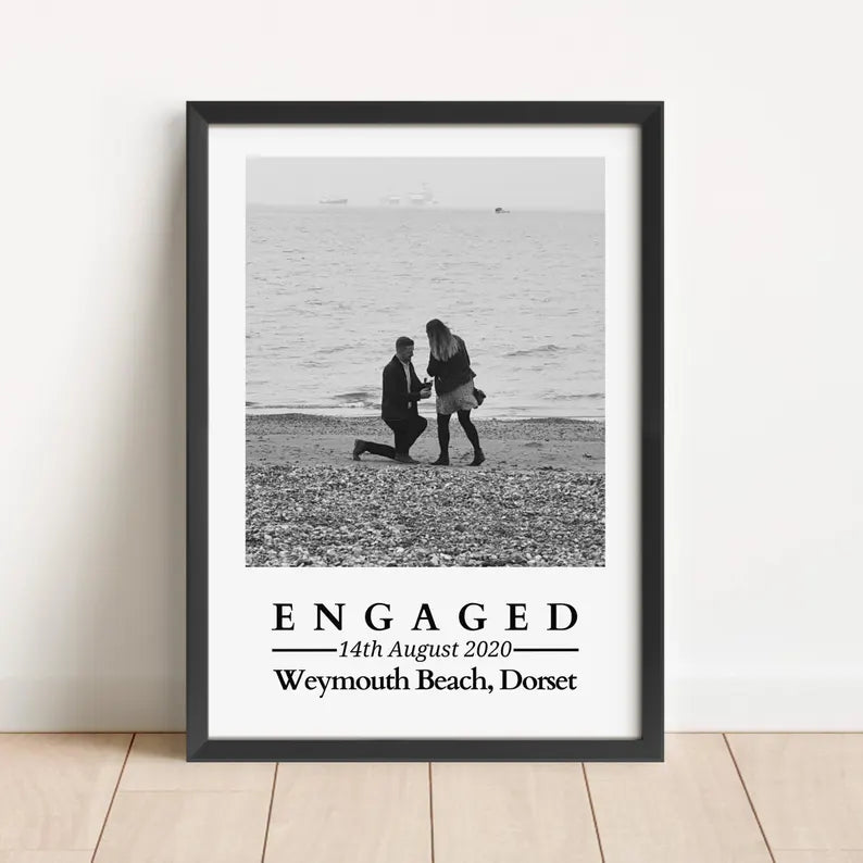 Personalised Engagement Gift, Engaged Photo Gift Couple, Custom Photo Print for Fiance, Husband Wife to Be, Valentines Day Gift, Anniversary