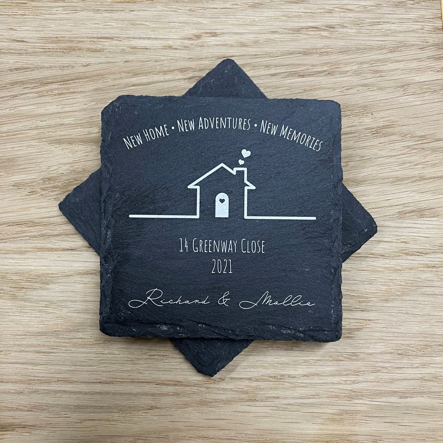 Personalised ‘New Home’ Slate Coaster