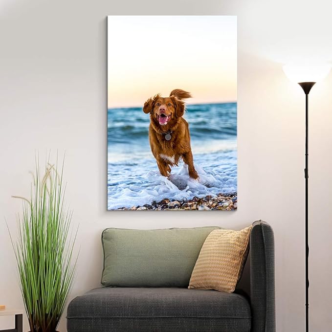 Custom Canvas Prints with Your Photos for Pet/Animal, Personalised Pictures to Canvas for Wall Framed