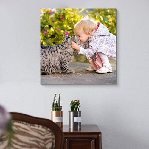 Custom Canvas Prints with Your Photos for Pet/Animal, Personalised Pictures to Canvas for Wall Framed