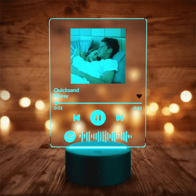 Personalised Spotify Song Plaque With 7-Colour LED Base