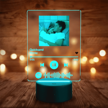 Personalised Spotify Song Plaque With 7-Colour LED Base