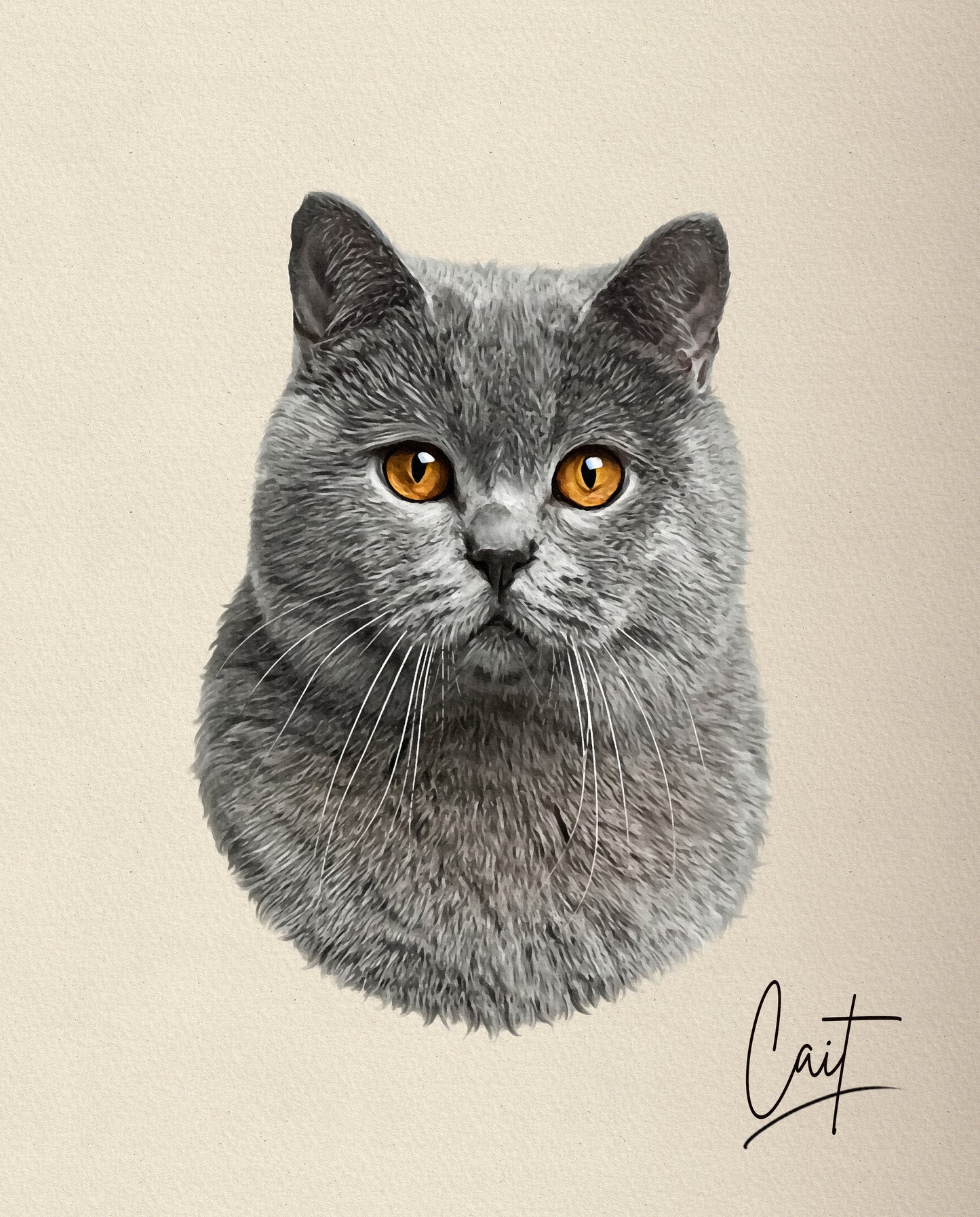Hand Painted Cat Portrait From Photo - Personalised Cat Painting Gift - Canvas, Framed, Prints