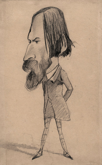 "Caricature of a Distinguished Gentleman" - Pencil Sketch Canvas Art