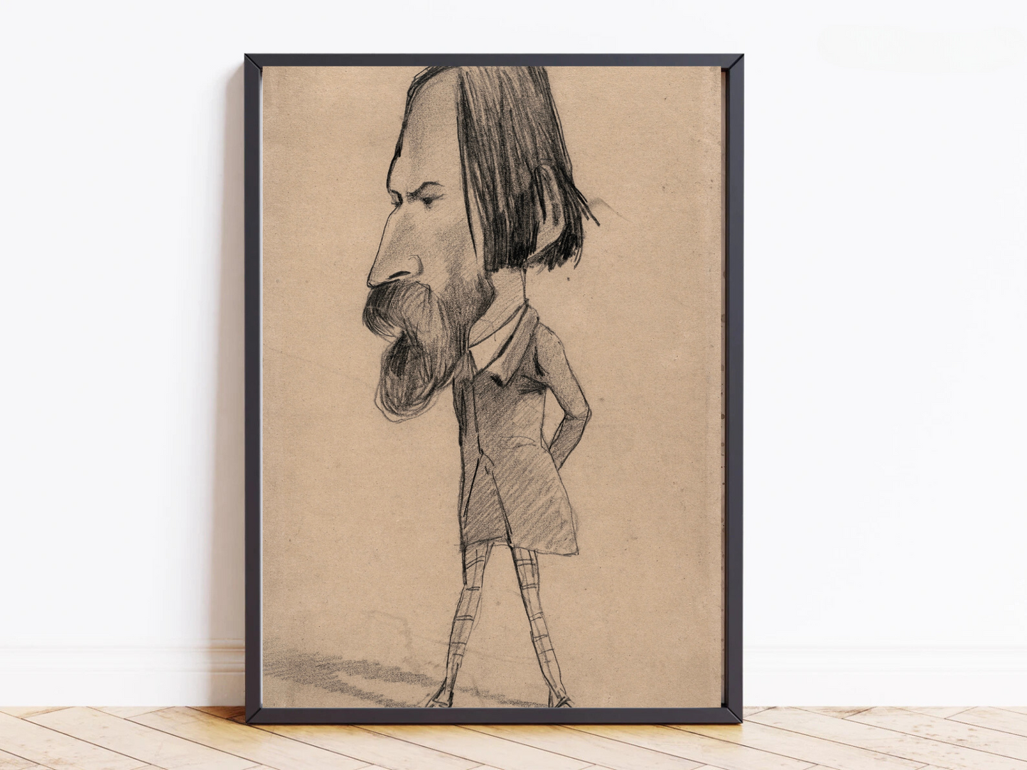 "Caricature of a Distinguished Gentleman" - Pencil Sketch Canvas Art