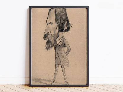 "Caricature of a Distinguished Gentleman" - Pencil Sketch Canvas Art