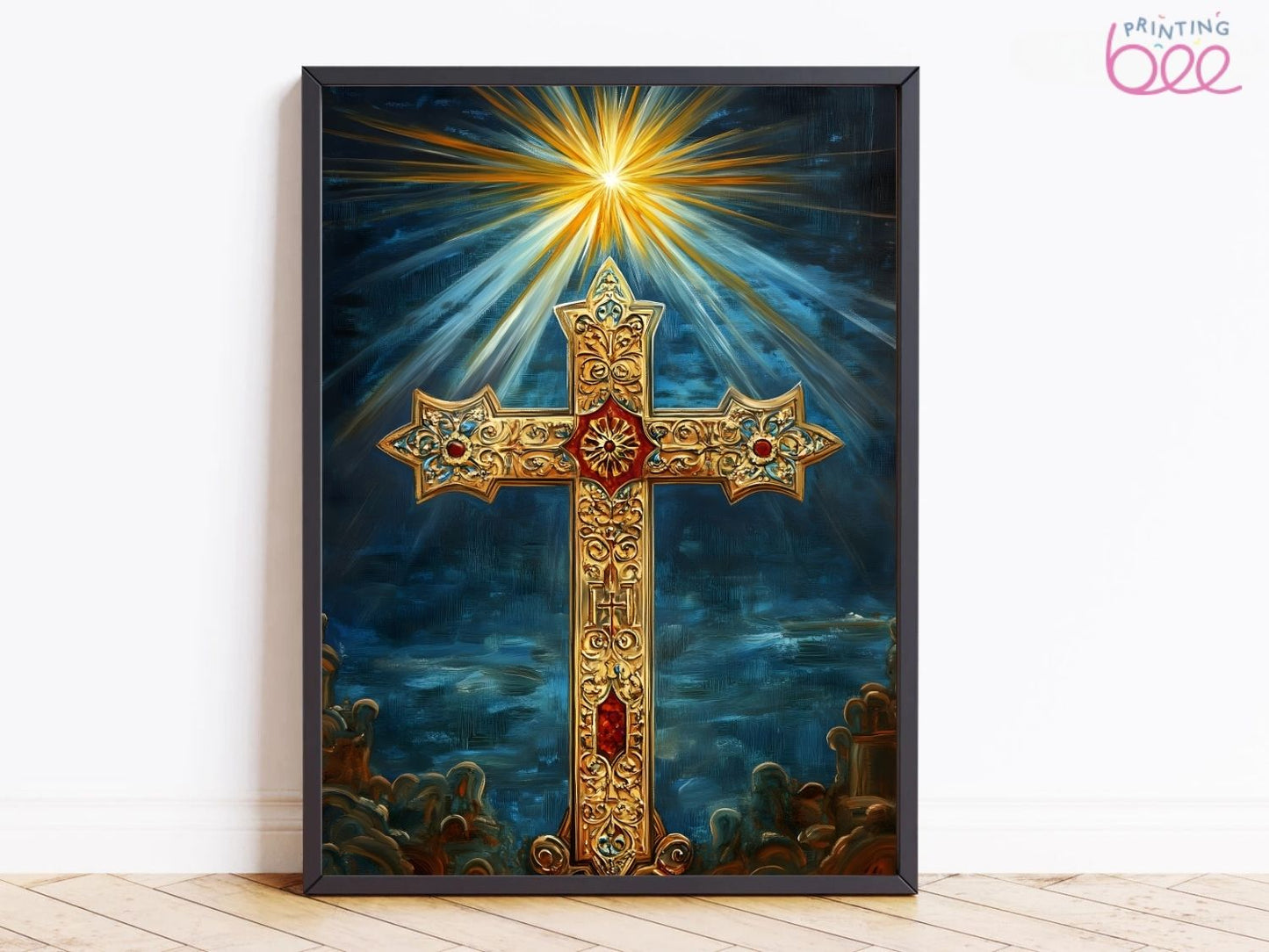 Golden Cross Radiance Canvas Print