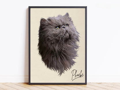 Hand Painted Cat Portrait From Photo - Personalised Cat Painting Gift - Canvas, Framed, Prints