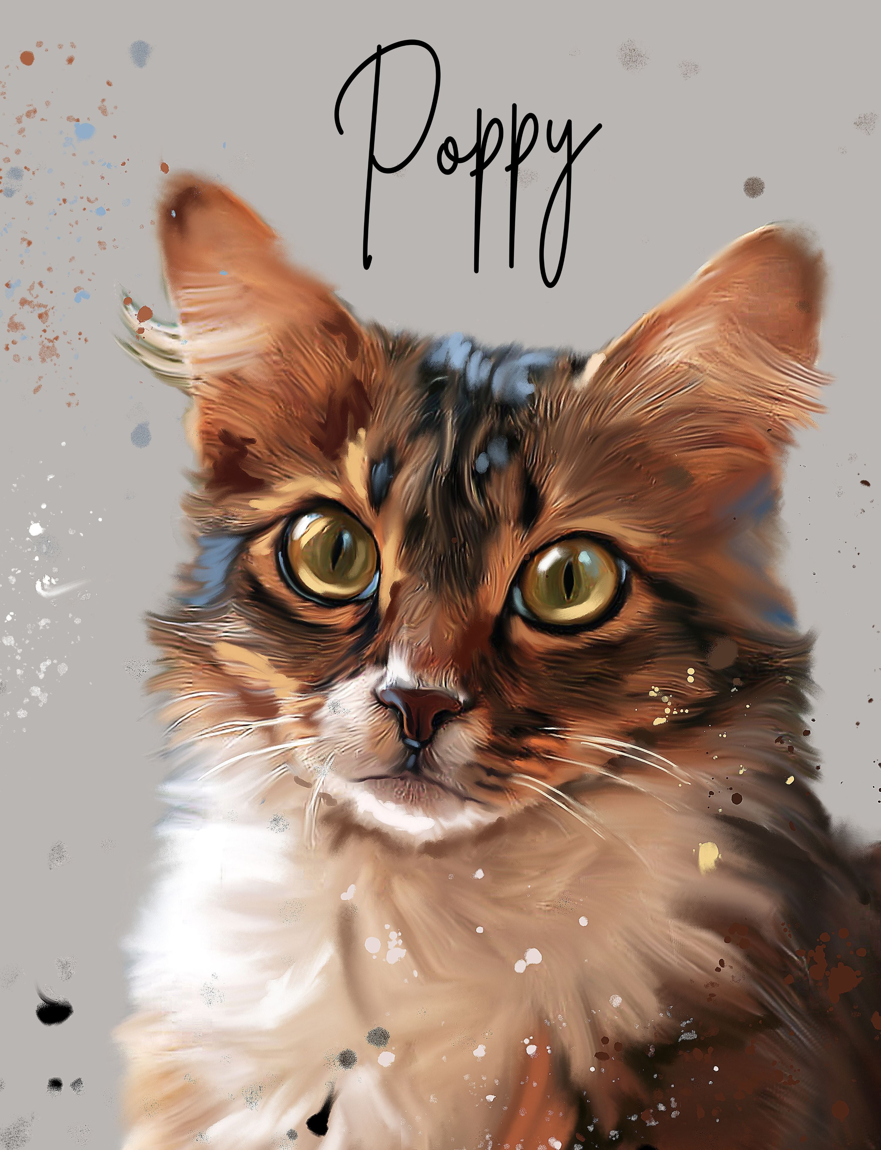Custom Splatter Paint Cat Portrait - Presents for Cats and Cat Lovers