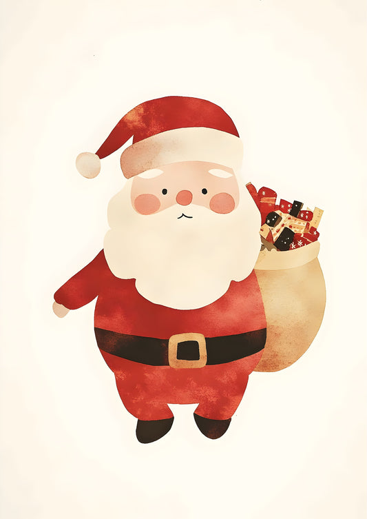 Santa Claus with Gift Sack – Festive Art Print