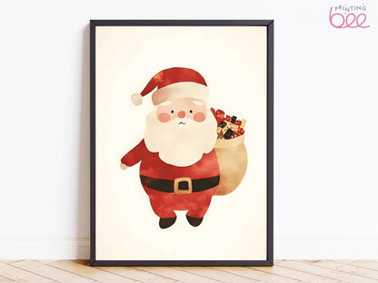 Santa Claus with Gift Sack – Festive Art Print