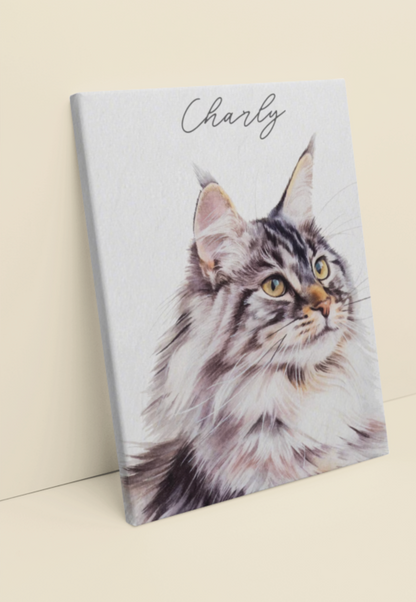 Personalised Watercolour Cat Portrait From Photo - Cat Painting Gift - Canvas, Framed, Prints