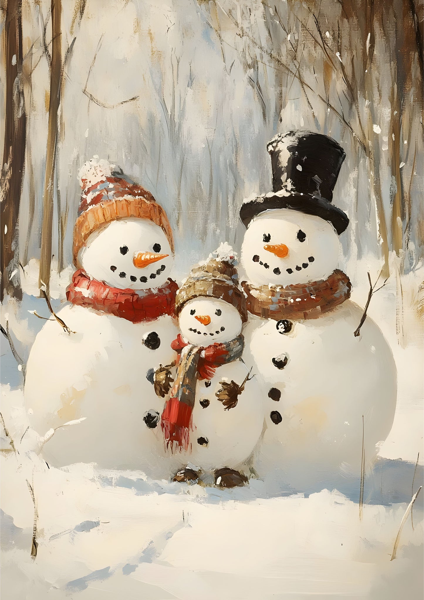 Snowman Family Winter Art Print