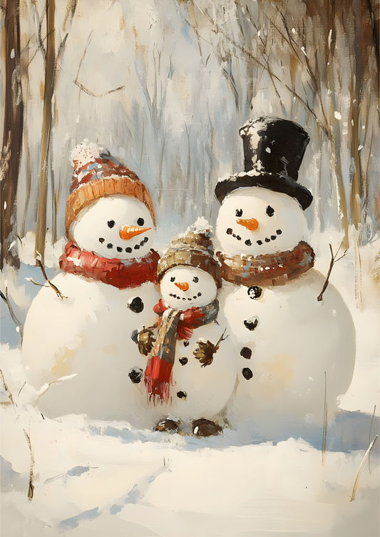 Snowman Family Winter Art Print