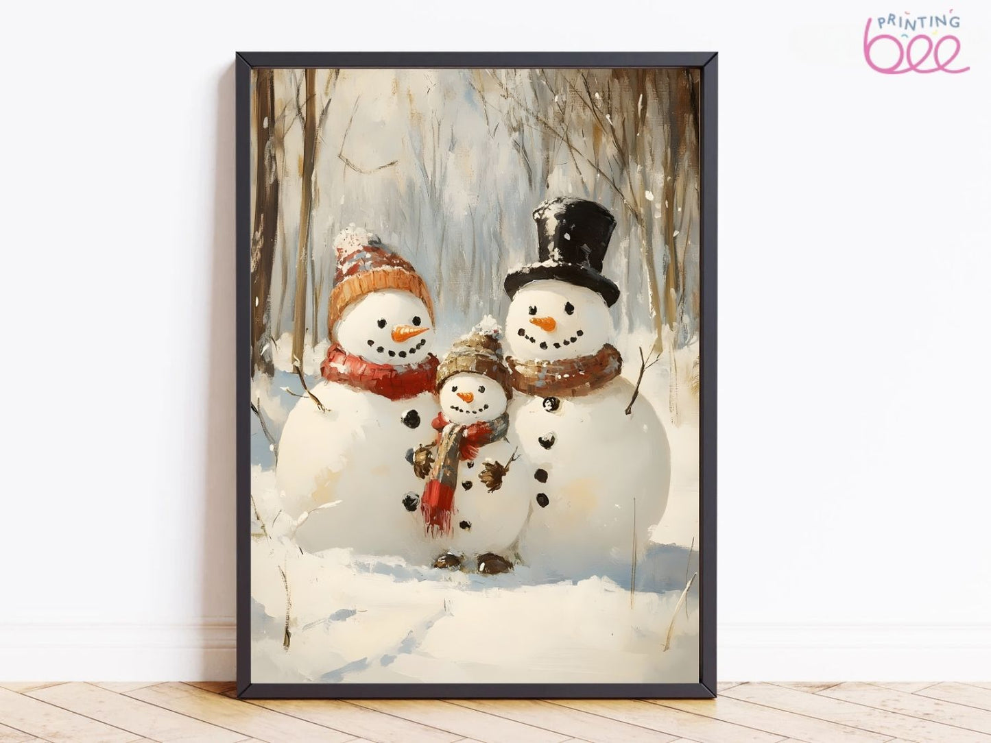 Snowman Family Winter Art Print