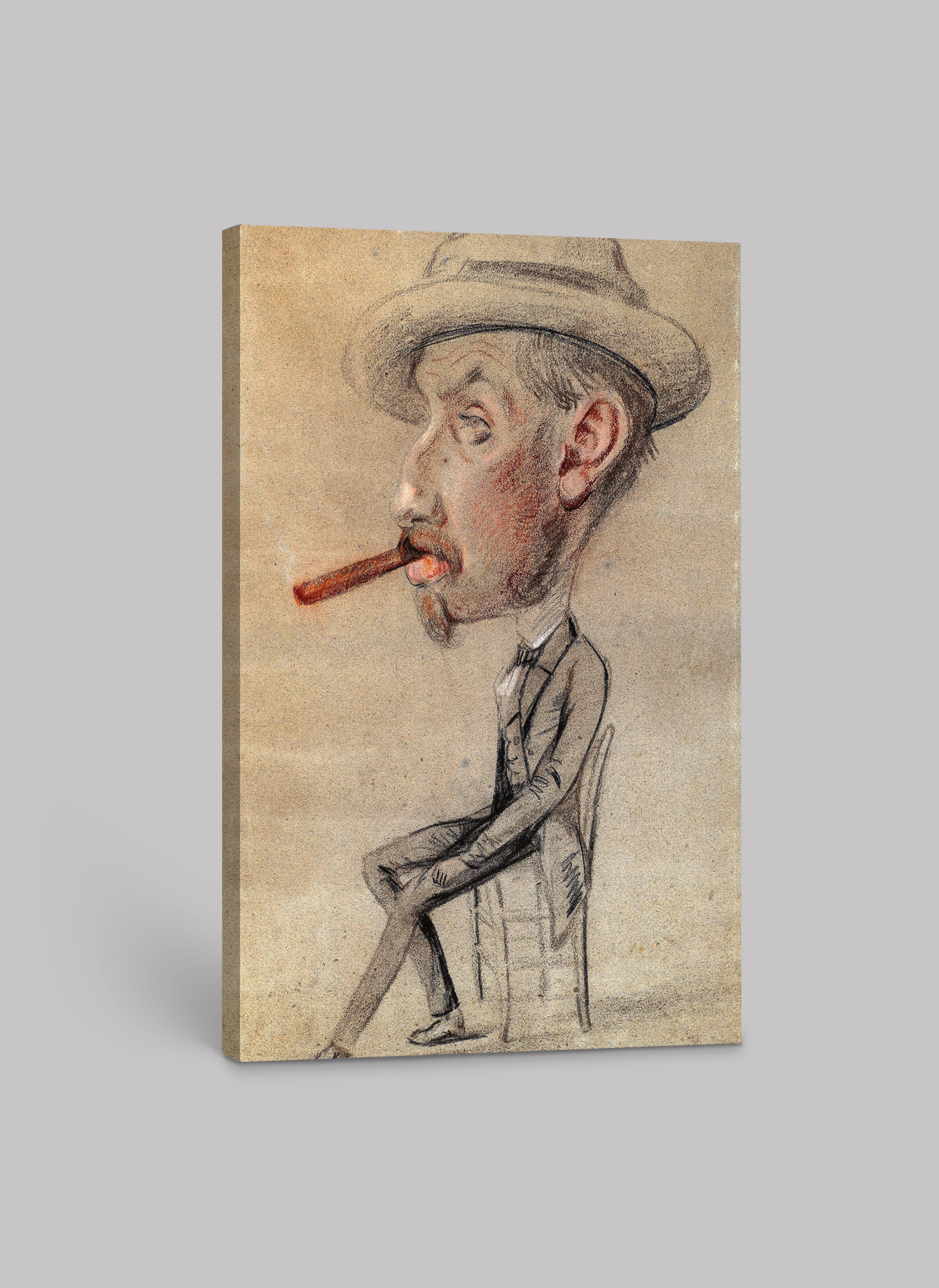 Vintage Charcoal Caricature Sketch - Premium Art Print