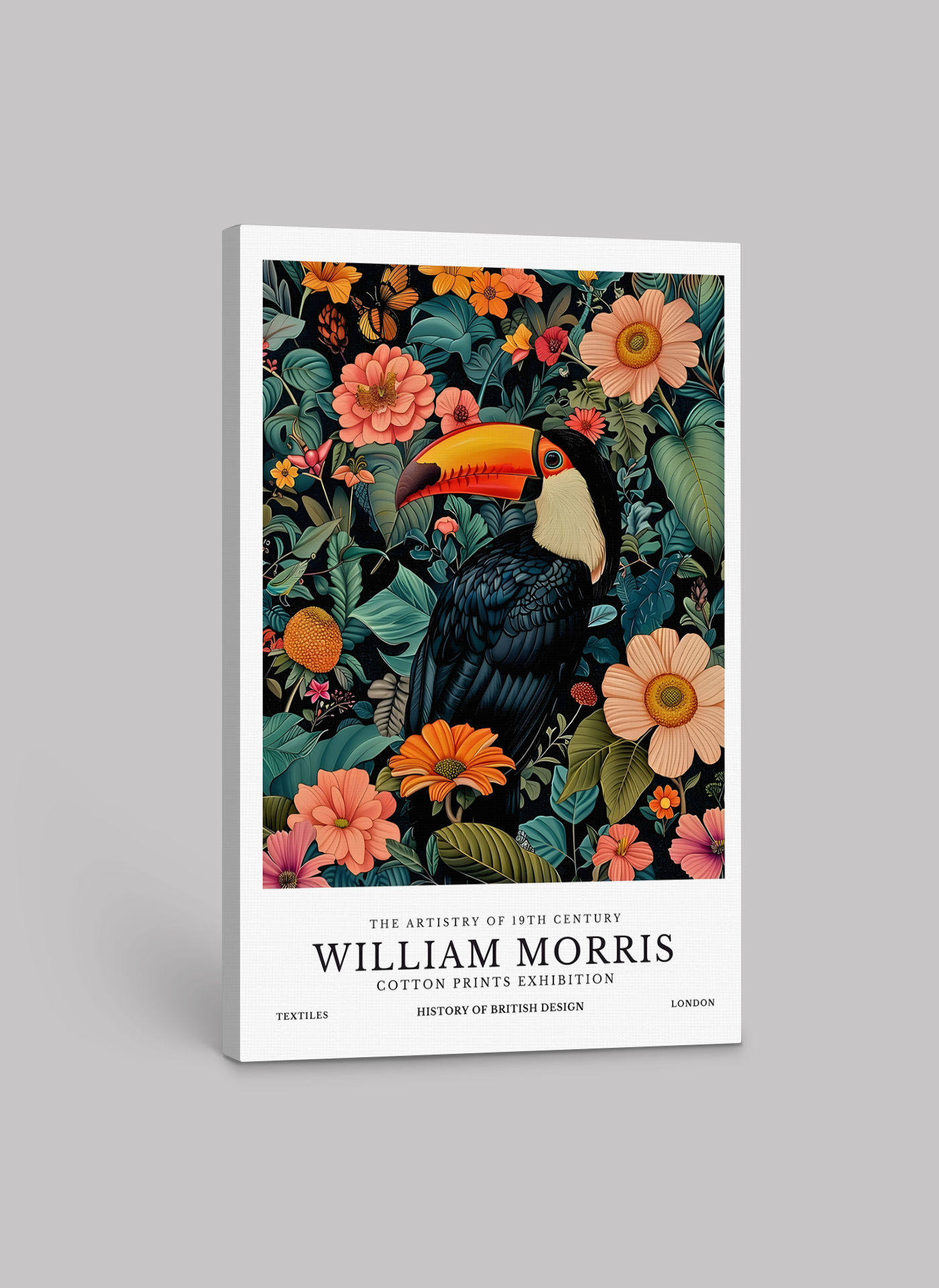 William Morris Vibrant Toucan Garden Art Print on Canvas and Paper