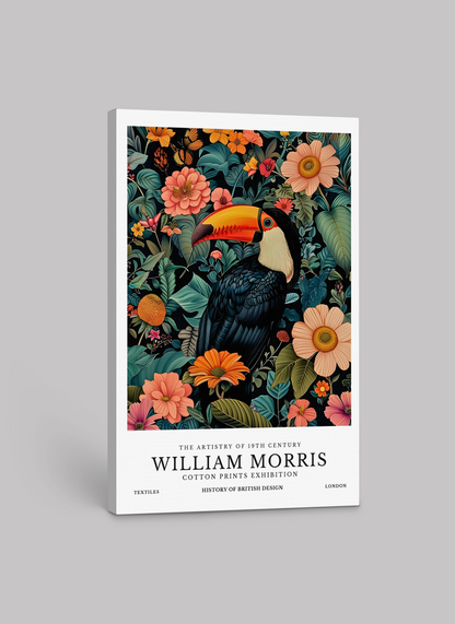William Morris Vibrant Toucan Garden Art Print on Canvas and Paper