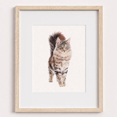 Personalised Cat Memorial Gift - Watercolour Cat Portrait From Photo - Canvas, Framed, Prints
